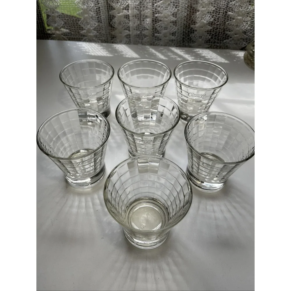 Crown Royal Optic Block Retro Whiskey Low Ball Glass Tumbler Set of 7